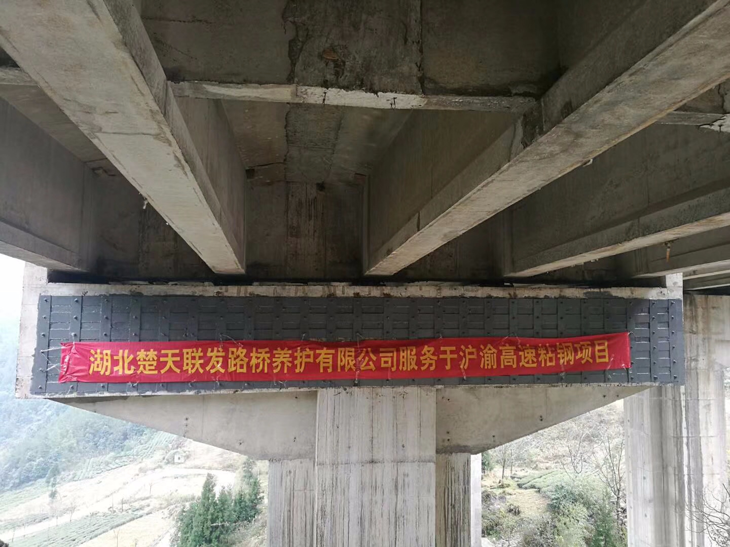 楚天联发沪渝高速公路粘贴钢板加固